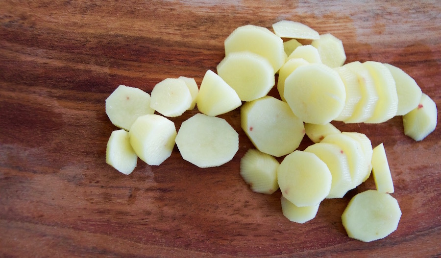Potato slices for zucchini baby puree