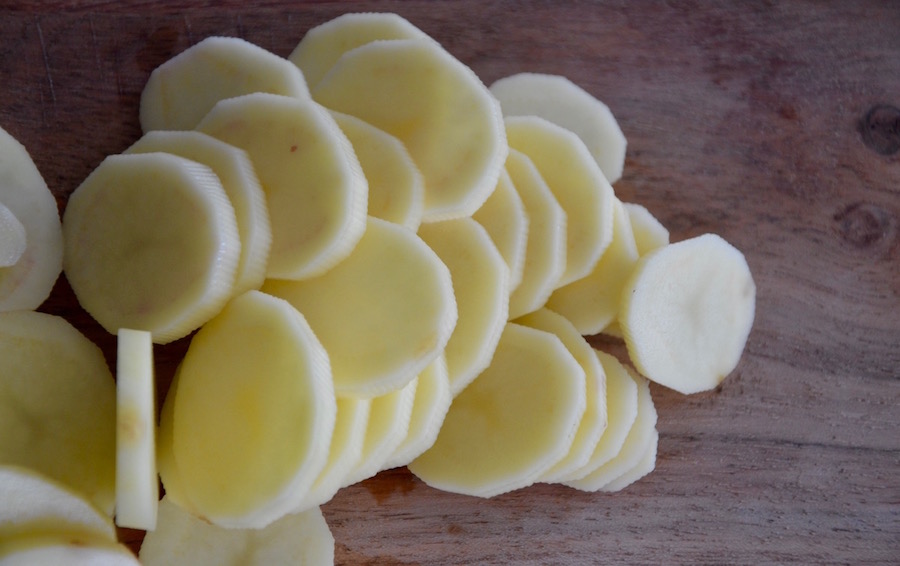 Sliced potatoes for babies