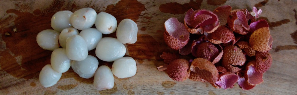 Dissected lychees for baby