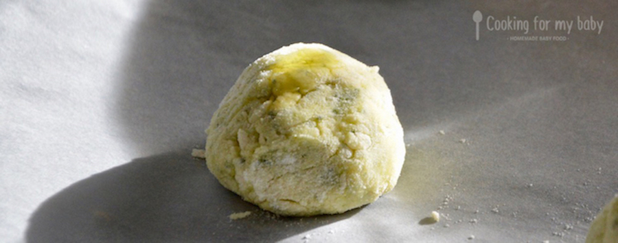Broccoli and laughing cow cheese ball for baby