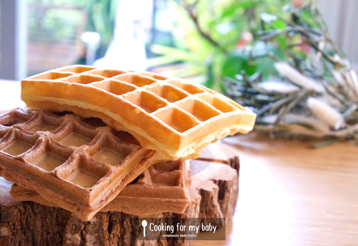 Light plain and chocolate waffle recipe for babies (From 10 months