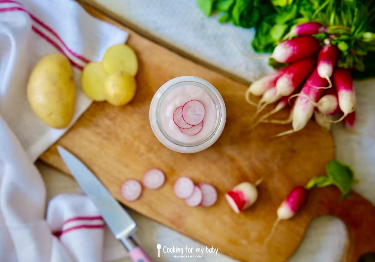 Pink Radish, Potato, and Cream Cheese baby Puree Recipe (From 6 Months)