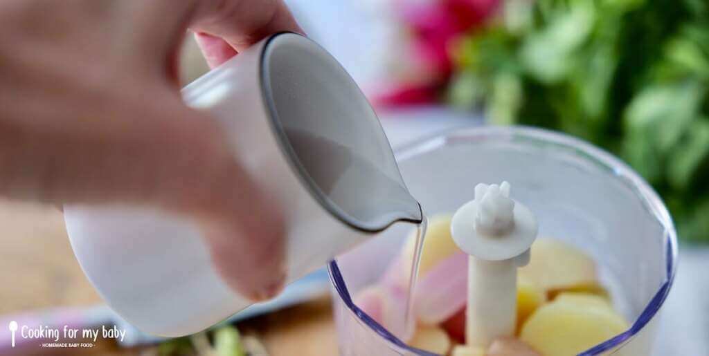 Pink Radish, Potato, and Cream Cheese baby Puree Recipe (From 6 Months