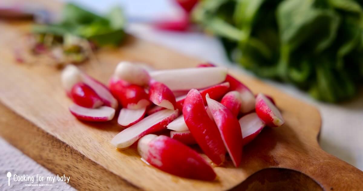 Pink radish ingredient for baby puree recipe
