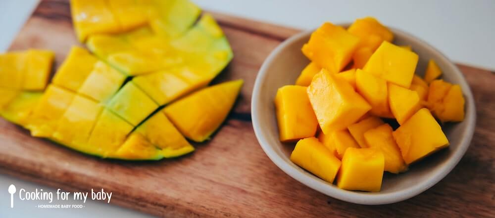 Mango pieces for baby puree