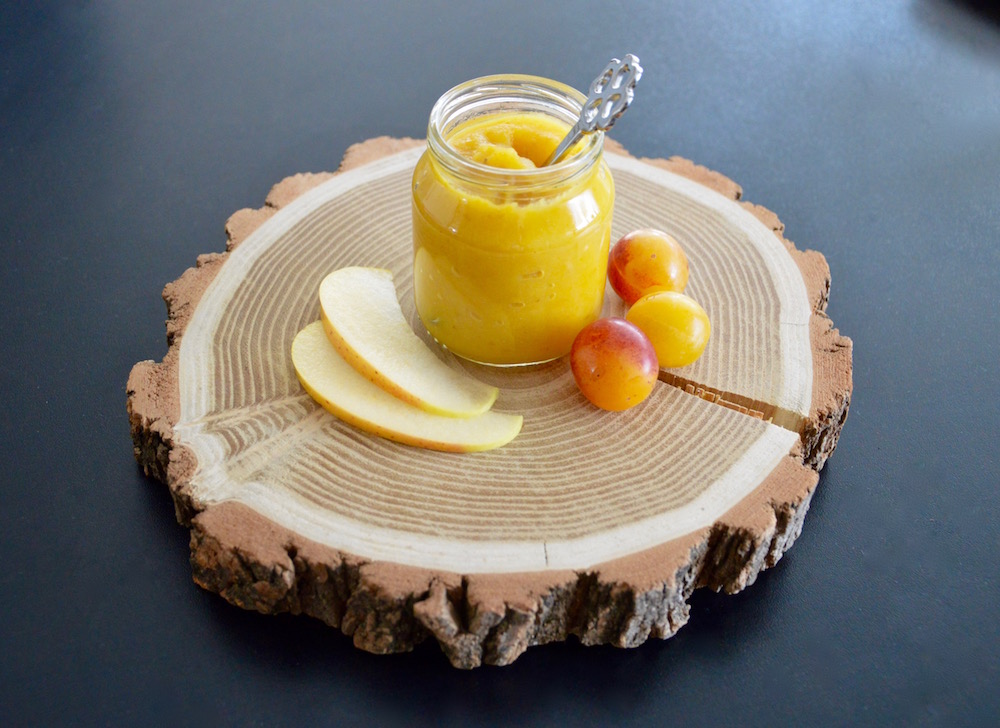 Recette De Compote Pomme Mirabelles Pour Bebe Des 4 Mois Cooking For My Baby