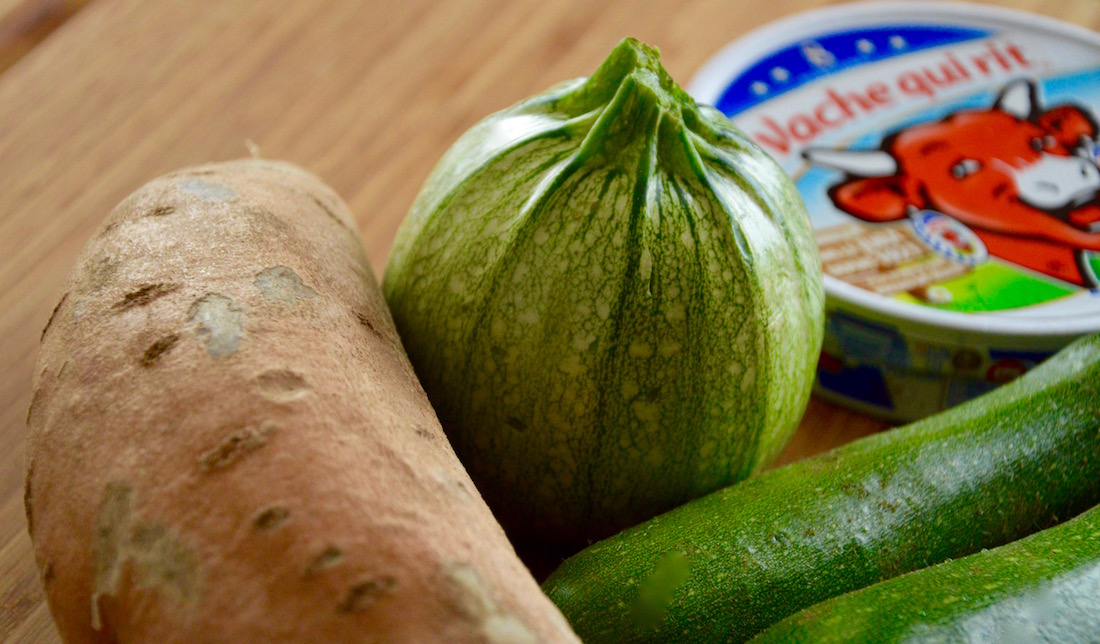 Patate douce courgette et vache qui rit pour bébé