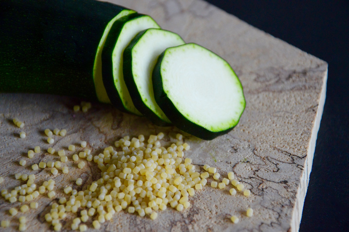 Courgette et petites pâtes perles pour bébé