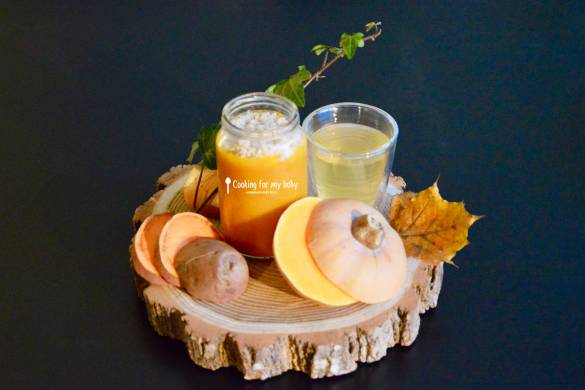 Purée de courge butternut patate douce poulet et son bouillon de légumes pour bébé (Dès 6 mois)