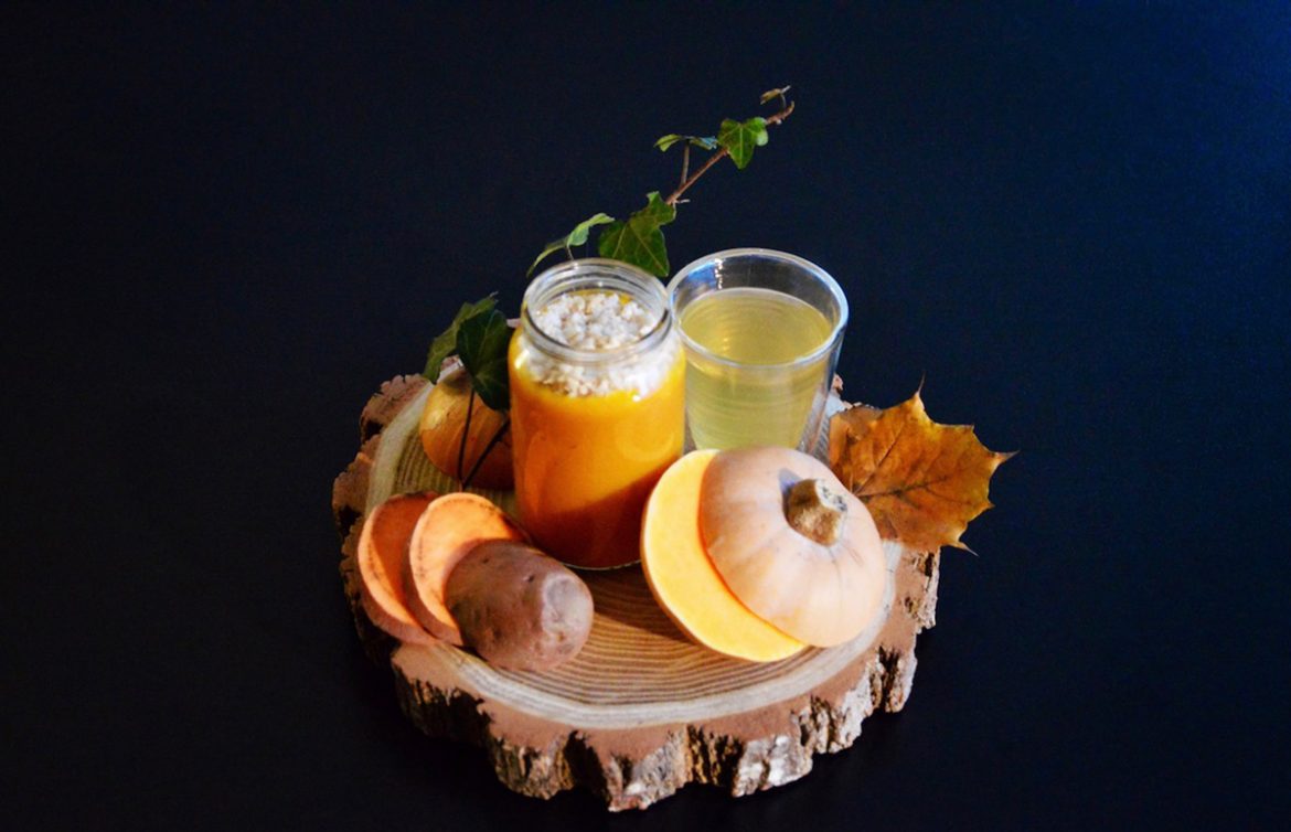 Purée courge butternut patate douce poulet et bouillon ...