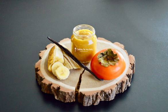 Recette petit pot de compote kaki banane et vanille pour bébé (Dès 12 mois)