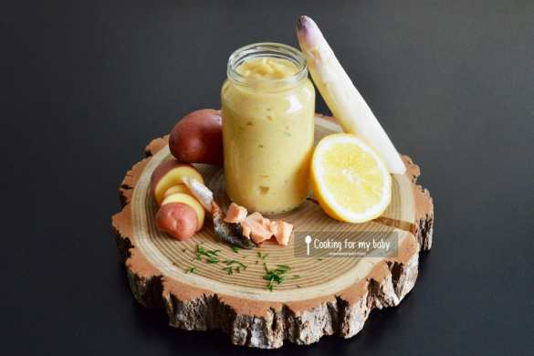 Recette de purée d'asperges blanches ciboulette citron à la truite pour bébé (Dès 9 mois)