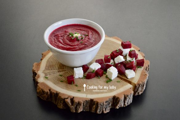 Recette de gaspacho de betterave rouge et feta avec pointe de ciboulette fraîche pour bébé (Dès 8 mois)