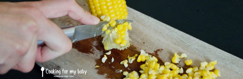Removing the kernels from the corn cob