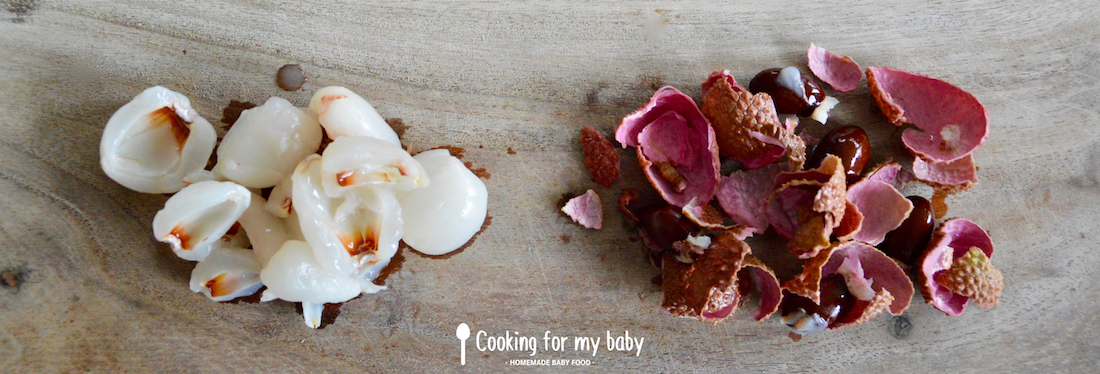 Peeled lychees for baby