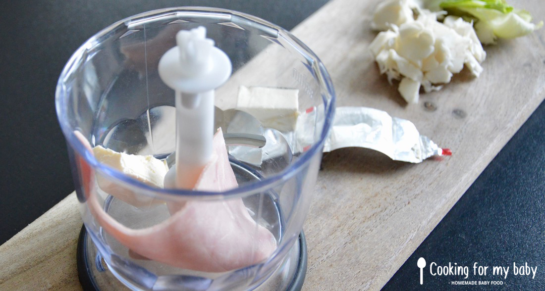 Recette De Veloute De Chou Fleur Et Creme Jambon Kiri Pour Bebe Des 6 Mois Cooking For My Baby