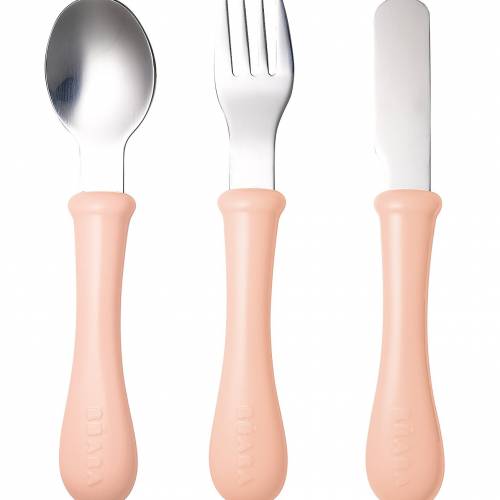 Béaba - Set de 3 couverts en inox pour bébé / enfant - Rose