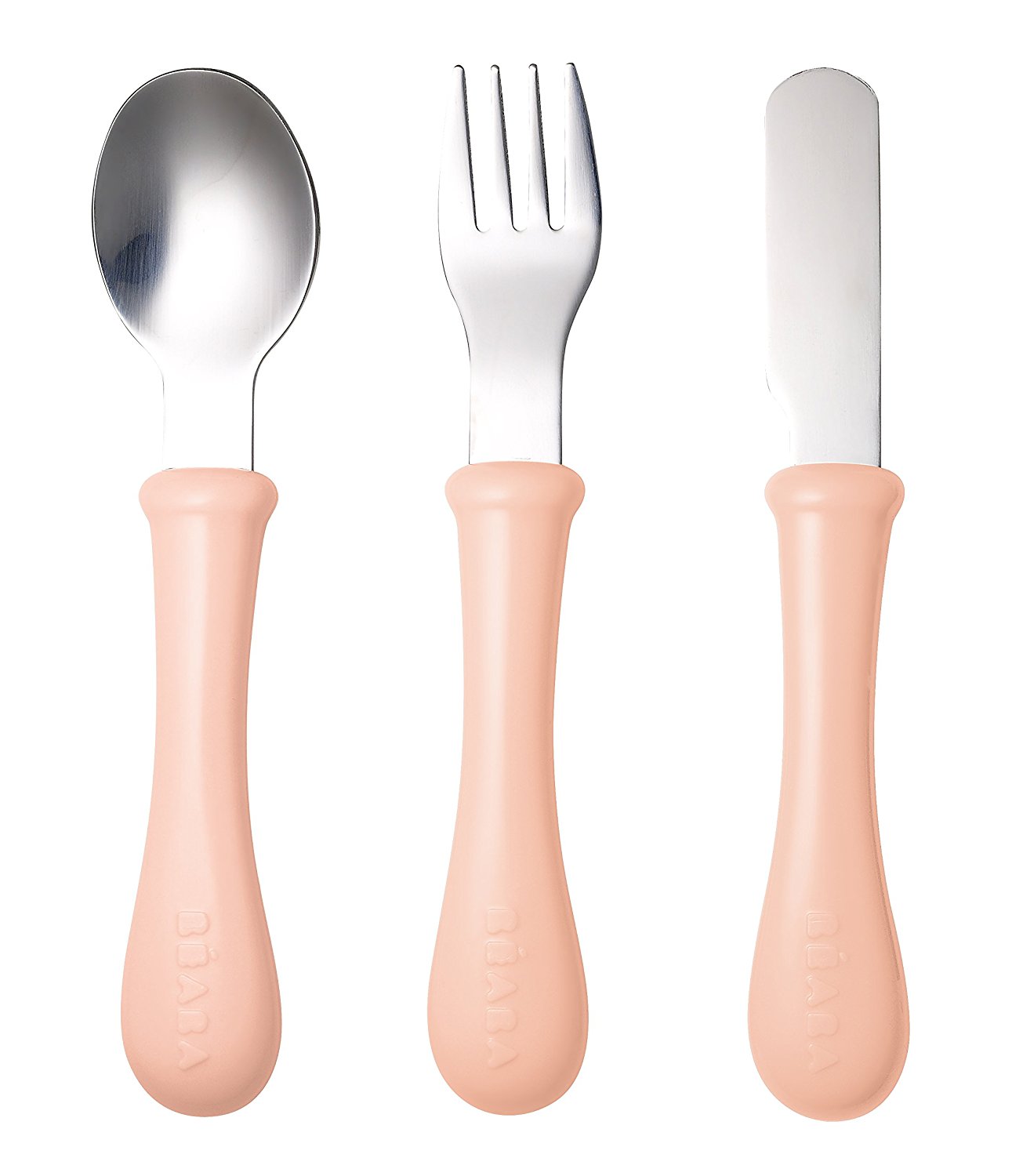 Béaba - Set de 3 couverts en inox pour bébé / enfant - Rose