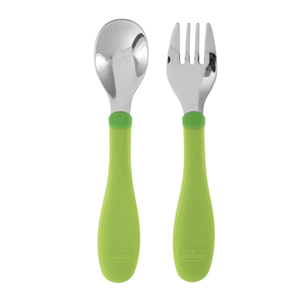 Chicco - Couverts en inox vert pomme pour bébé - 18 mois +