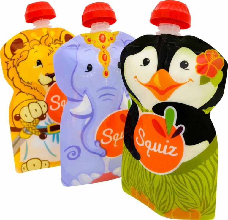 Squiz Lot de 3 Gourdes pour bébé / enfant réutilisables 130ml pour