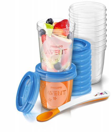 Philips Avent - Pack de 20 petits pots de conservation 10x180 ml et 10x240 ml - cuillère de sevrage