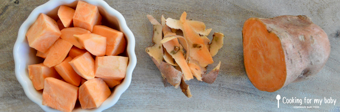 Sweet potato pieces for baby