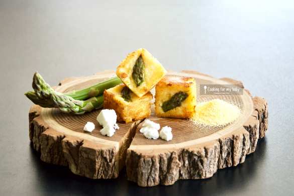 Recette de cubes de polenta asperge verte et fêta pour bébé (Dès 11 mois)