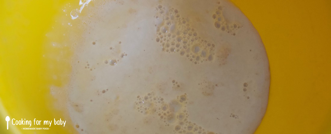 Yeast, milk, and sugar for baby's brioche