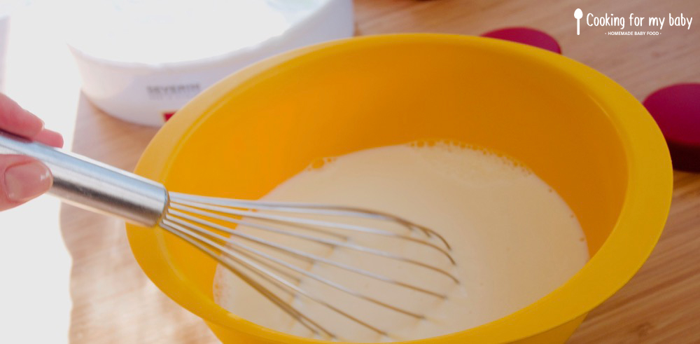 Mélanger le lait, la vanille et les ferments lactiques pour les yaourts maison pour bébé