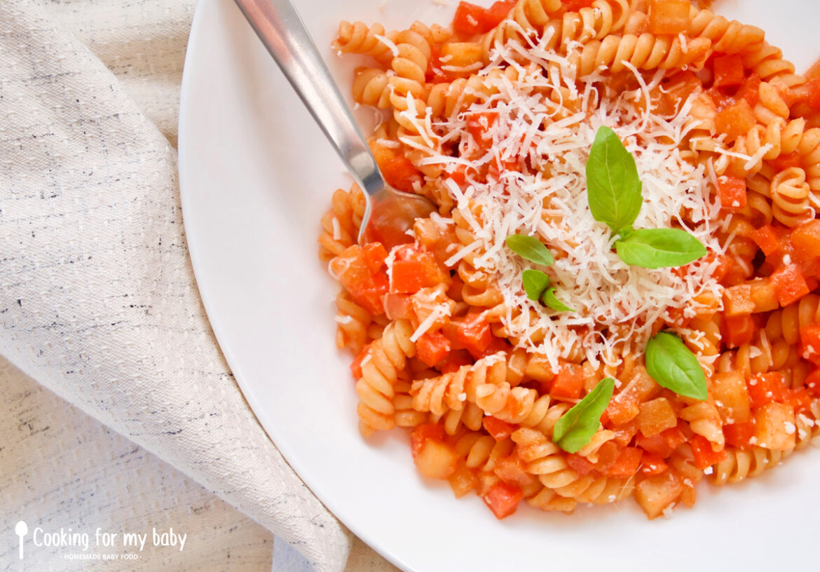Recette de pâtes fusilli, sauce tomate ricotta aux petits légumes pour