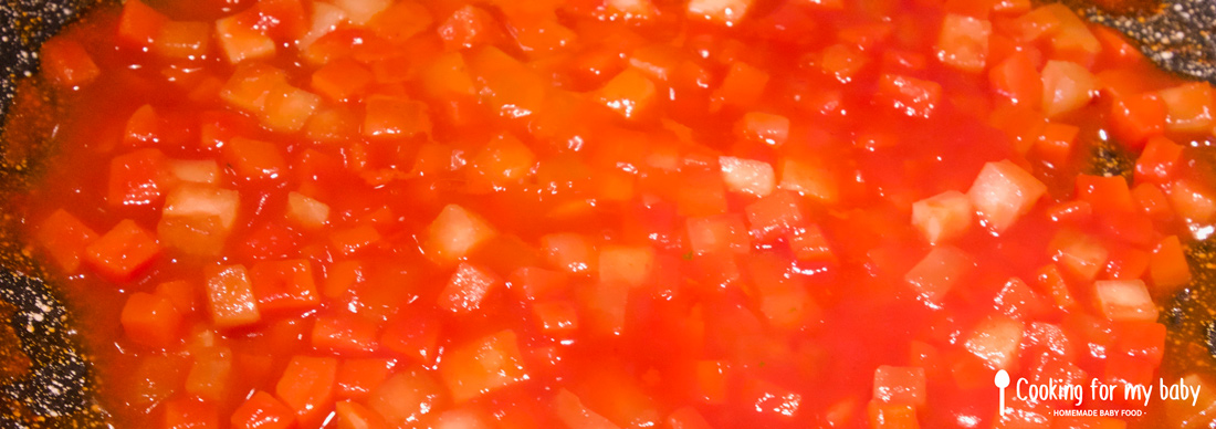Sauce tomate aux petits légumes pour pâtes pour bébé