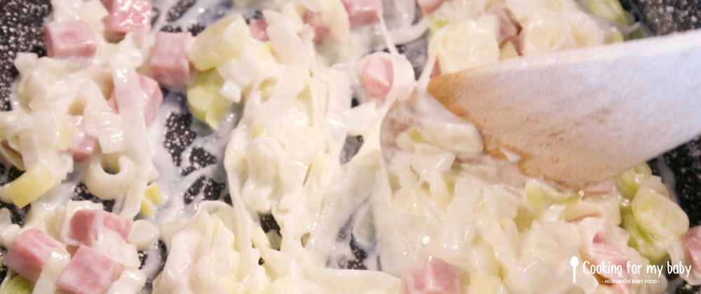 Recette De Pates A La Carbonara Aux Poireaux Pour Bebe Des 12 Mois Cooking For My Baby