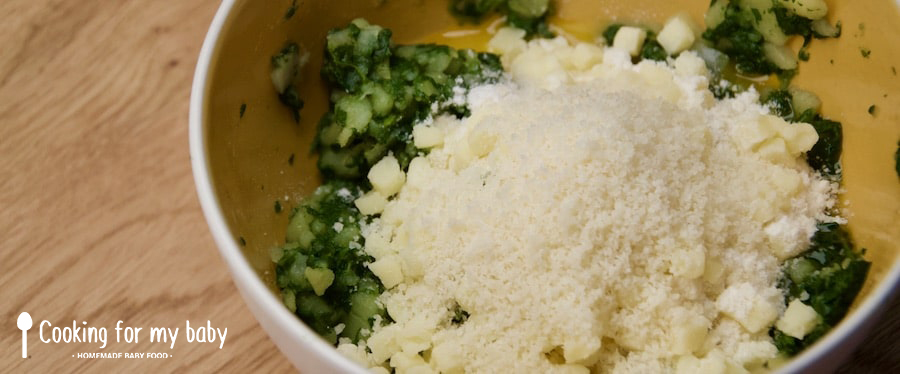 Parmesan and mozzarella for baby vegetable sticks