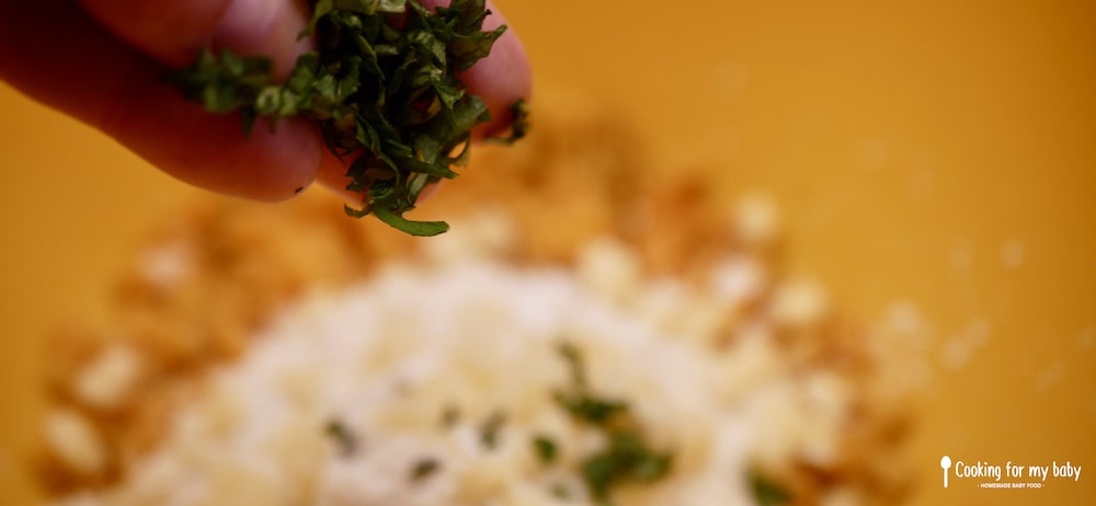 Fresh basil for baby’s gnocchi