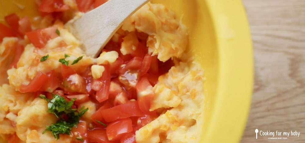 Mix the puree for baby