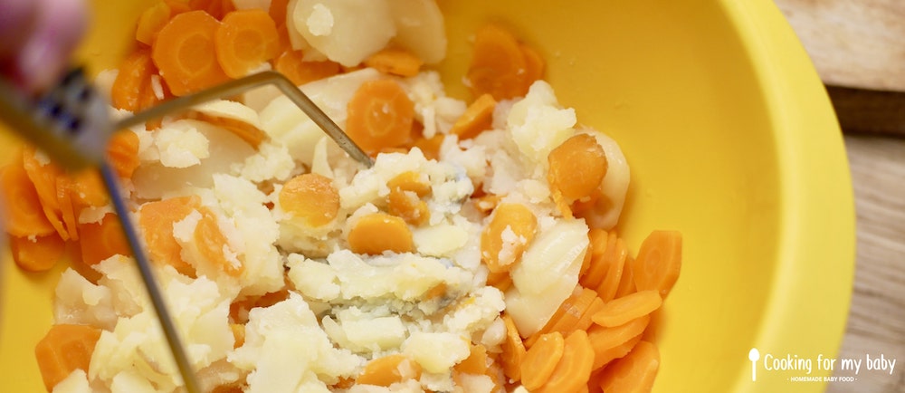 Mash the vegetables into a puree for baby