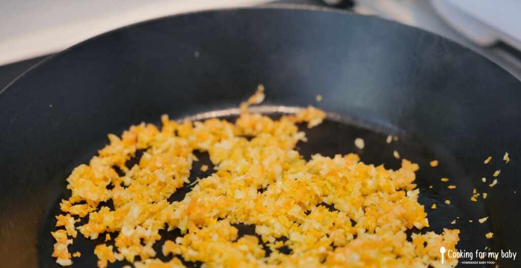 Cooking the vegetables for baby's Bolognese sauce