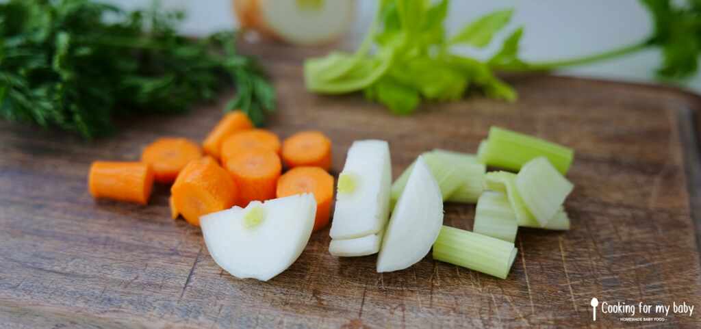 Vegetables for baby's Bolognese sauce