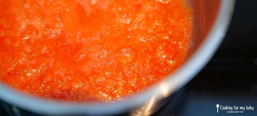 Reducing tomatoes for baby ketchup