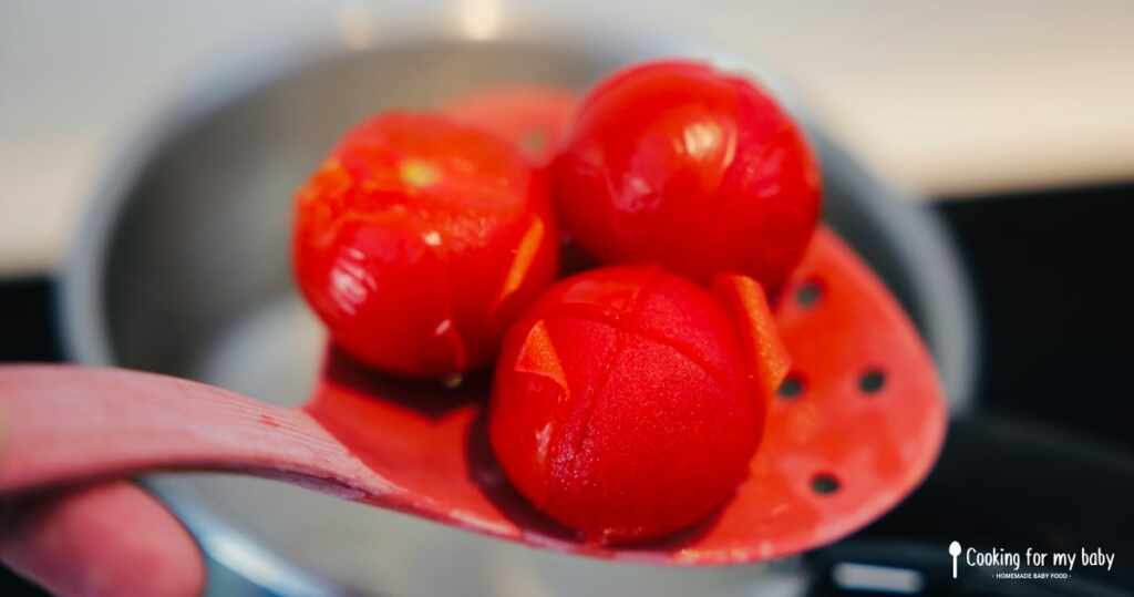 Peeled tomatoes after blanching