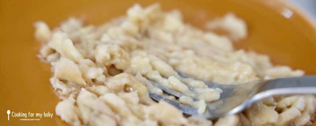 Mashed banana for baby ladyfingers