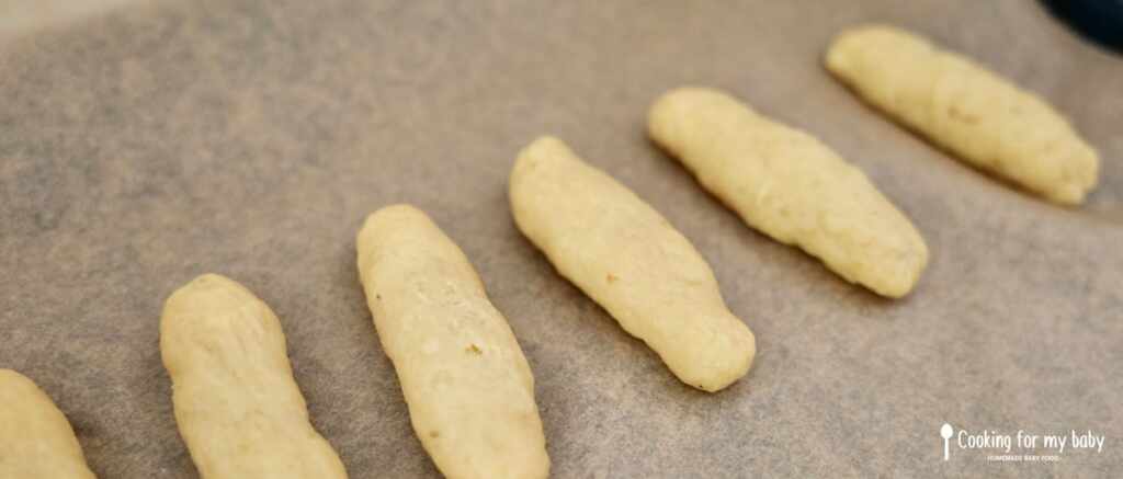 Baby ladyfingers before baking