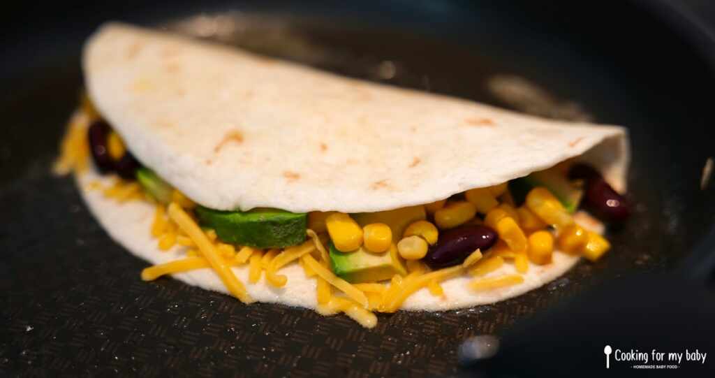 Cooking baby quesadillas