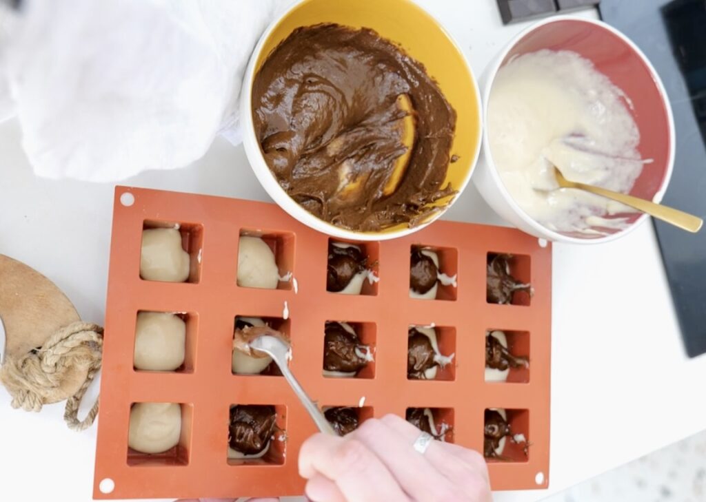 Preparing baby-friendly mini marble cakes