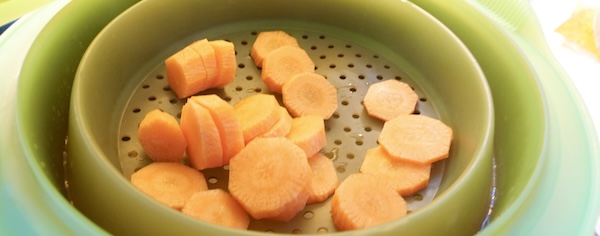 Carrot slices steaming