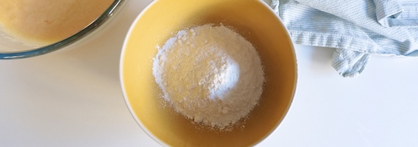 Adding the flour to a separate bowl