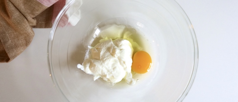 Egg, yogurt and oil for waffle batter
