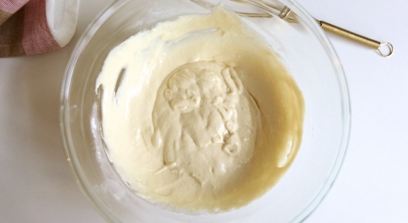 The quick yogurt waffle batter is ready
