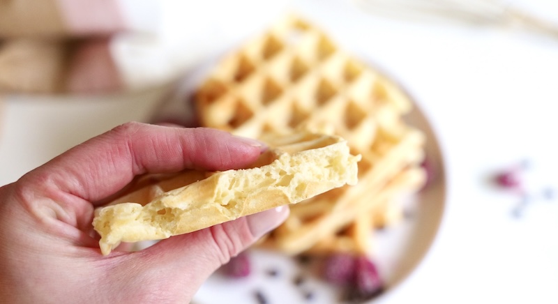 Soft texture of a yogurt waffle