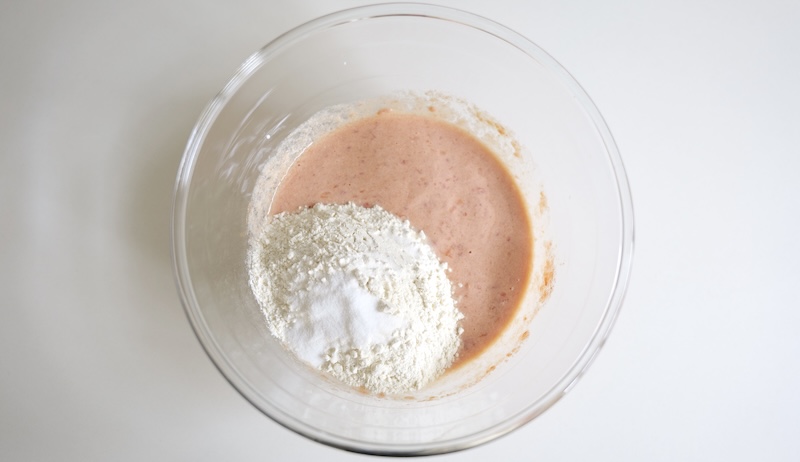 Adding flour and baking soda